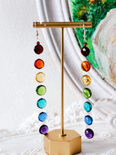 Load image into Gallery viewer, Rainbow Resin Dangle Earrings, Handmade Pride Gift
