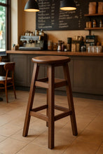 Load image into Gallery viewer, Premium Handcrafted Teak Wooden Bar Stool – Rustic Tall Chair for Kitchen Island, Café, Home Bar or Balcony Seating
