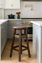 Load image into Gallery viewer, Premium Handcrafted Teak Wooden Bar Stool – Rustic Tall Chair for Kitchen Island, Café, Home Bar or Balcony Seating
