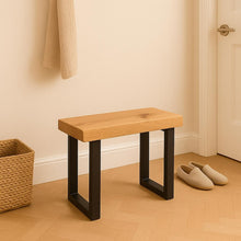 Load image into Gallery viewer, Wooden Side Stool or small table, wood &amp; metal – handcrafted, solid, modern, natural – stool for bathroom, hallway, living room or bedroom
