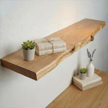 Load image into Gallery viewer, Big Size Wooden Floating Live Edge Shelf , Rustic Wall Shelf, Live Edge Walnut Floating Shelves, Reclaimed Industrial Wooden Floating Shelves, Farmhouse Heavy Duty Floating Shelves, with metal brackets
