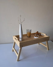 Load image into Gallery viewer, Royal luxury Handmade Solid Wood Breakfast table , Wooden Serving Tray Table, Foldable Tray Table
