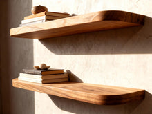 Load image into Gallery viewer, Rounded Corner Wood Walnut Floating Shelf: Modern Rustic Home Decor
