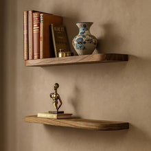 Load image into Gallery viewer, Rounded Corner Wood Walnut Floating Shelf: Modern Rustic Home Decor
