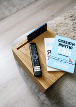 Load image into Gallery viewer, Couch side table, phone remote holder, handmade solid oak furniture, armrest organizer
