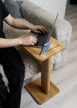Load image into Gallery viewer, Handmaden bedside coffee table, custom wooden furniture, laptop bed table, Scandinavian home decor
