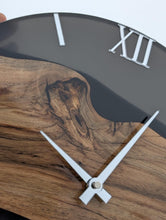 Load image into Gallery viewer, Wood and Epoxy Resin Wall Clock | Unique Wood River Clock | Large Modern Rustic Home Decor | | Anniversary or Housewarming Gift

