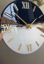 Load image into Gallery viewer, Modern Black and White Resin Wall Hanging Epoxy wall Clock Unique Art Design for Living Room, Bedroom, Office Contemporary Home Decor wall 12 inch
