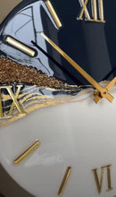 Load image into Gallery viewer, Modern Black and White Resin Wall Hanging Epoxy wall Clock Unique Art Design for Living Room, Bedroom, Office Contemporary Home Decor wall 12 inch
