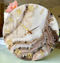 Load image into Gallery viewer, Elegant Resin Wall Clock 10  inch, In Stock, Natural Stones, Christmas gift
