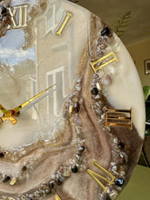 Load image into Gallery viewer, Elegant Resin Wall Clock 10  inch, In Stock, Natural Stones, Christmas gift
