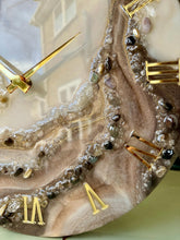 Load image into Gallery viewer, Elegant Resin Wall Clock 10  inch, In Stock, Natural Stones, Christmas gift
