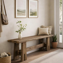 Load image into Gallery viewer, Rustic Solid Wood Farmhouse Bench Rustic Entryway dining
