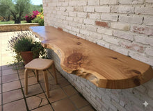 Load image into Gallery viewer, Rustic Live Edge Floating Wooden Tv Stand - Rustic Live Edge TV Stand - Natural Live Edge Floating TV Shelf - Handmade Solid Wood TV Console
