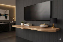 Load image into Gallery viewer, Rustic Live Edge Floating Wooden TV Stand - Floating Wooden TV Stand - Natural Media Cabinet - Handmade Solid Wood TV Console - Home Decor
