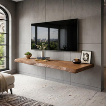 Load image into Gallery viewer, Live Edge Wooden TV Stand - Natural Solid Wood Media Console - Handmade Live Edge TV Stand - Solid Wood Media Unit-Custom Live Edge TV Stand

