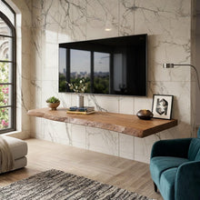 Load image into Gallery viewer, Live Edge Wooden TV Stand - Natural Solid Wood Media Console - Handmade Live Edge TV Stand - Solid Wood Media Unit-Custom Live Edge TV Stand
