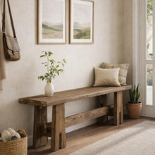 Load image into Gallery viewer, Rustic Solid Wood Farmhouse Bench Rustic Entryway dining

