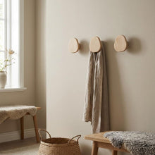 Load image into Gallery viewer, Minimalist Oval Wooden Wall Hook | Solid Wood Handmade Coat Hook Entryway Decor - Pack of 3
