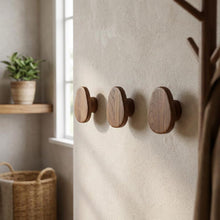 Load image into Gallery viewer, Minimalist Oval Wooden Wall Hook | Solid Wood Handmade Coat Hook Entryway Decor - Pack of 3
