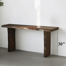 Load image into Gallery viewer, Live edge solid wood console table handcrafted narrow hallway table art rustic funiture decoration
