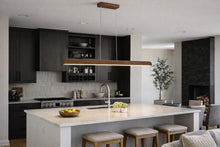Load image into Gallery viewer, Linear Wooden Hanging Lamp Chandelier,wood ceiling led lamp,dining room modern chandelier,kitchen island lighting,wood pendant linear light, Solid wood
