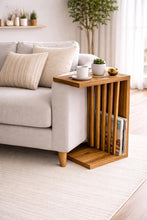 Load image into Gallery viewer, Royal C-Shaped Wooden Side Table | Handcrafted Oak Coffee &amp; Nightstand | Modern Design, Customizable, Durable, Living Room, Laptop Table, Luxury Furniture
