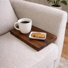Load image into Gallery viewer, natural Wood , Handmade Wooden Sofa Tray | Clampable Couch Arm Tray | Modern Design, Organizer, Brown
