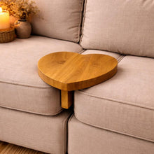 Load image into Gallery viewer, Wooden Handmade Small Sofa Table cum Tray , Heart-Shaped Sofa Arm Tray | Personalized Wooden Couch Tray | Gift for Couples | Handmade Gift Idea, Solid Wood
