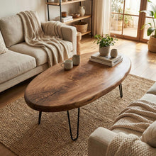 Load image into Gallery viewer, Solid Wooden Live Edge Coffee Table , Farmhouse Table – Rustic Wood, Customizable
