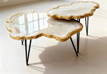 Load image into Gallery viewer, Luxury Nesting Geode-look Coffee Tables, Handmade Epoxy Resin &amp; Wood Art Marble Side Table Set
