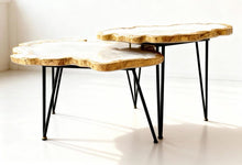 Load image into Gallery viewer, Luxury Nesting Geode-look Coffee Tables, Handmade Epoxy Resin &amp; Wood Art Marble Side Table Set
