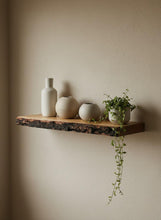 Load image into Gallery viewer, Natural Handmade Live Edge Floating Shelf with Bark, Premium Solid Wood Shelf, Luxury Wall Decor
