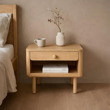 Load image into Gallery viewer, Minimalist Modern Solid Wood Bedside Table with Drawer, Wooden Night Stand
