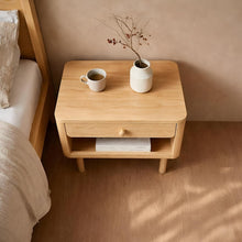 Load image into Gallery viewer, Minimalist Modern Solid Wood Bedside Table with Drawer, Wooden Night Stand
