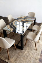 Load image into Gallery viewer, Modern Handmade Geode Epoxy Dining Table Top , High-Gloss Flat Agate Art Furniture Marble Luxury table
