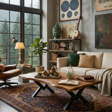 Load image into Gallery viewer, Live Edge Coffee Table - Rustic Solid Wood Center Table - Modern Solid Wood Living Room Furniture - Solid Wooded Organic Living Room Furniture
