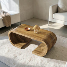 Load image into Gallery viewer, Farmhouse Coffee Table 47 Inch, Rustic Wood C Shaped Coffee Table, Modern Industrial Living Room Center Table, Heavy Duty
