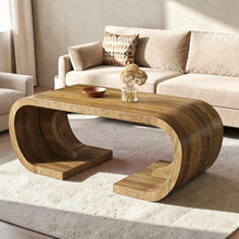 Load image into Gallery viewer, Farmhouse Coffee Table 47 Inch, Rustic Wood C Shaped Coffee Table, Modern Industrial Living Room Center Table, Heavy Duty
