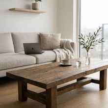 Load image into Gallery viewer, Farmhouse Luxury Solid Wood Coffee Table – Rustic Japandi Farmhouse Centerpiece Furniture
