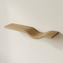 Load image into Gallery viewer, Curved Teakwood Wall Shelf, Handmade Wooden Floating Shelf, Modern Wave Shelf, Minimalist Wall Decor, Solid Wood Shelf, Japandi Shelf
