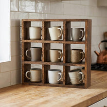 Load image into Gallery viewer, Wooden Spice Rack Organizer, 9 Cube Shelf Rustic Kitchen Storage, Solid wood Kitchen Box Organizer
