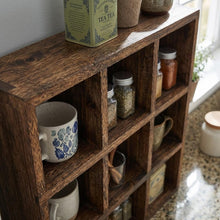 Load image into Gallery viewer, Wooden Spice Rack Organizer, 9 Cube Shelf Rustic Kitchen Storage, Solid wood Kitchen Box Organizer
