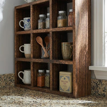 Load image into Gallery viewer, Wooden Spice Rack Organizer, 9 Cube Shelf Rustic Kitchen Storage, Solid wood Kitchen Box Organizer
