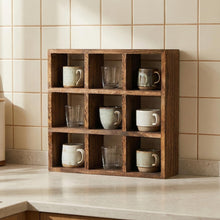 Load image into Gallery viewer, Wooden Spice Rack Organizer, 9 Cube Shelf Rustic Kitchen Storage, Solid wood Kitchen Box Organizer
