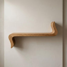 Load image into Gallery viewer, Luxury Royal Handmade Teak Wood Sculptural Floating Shelf, Japandi Modern Wood Wall Decor
