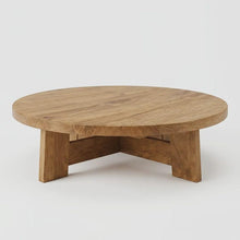Load image into Gallery viewer, Royal Luxury Handmade Teakwood Round Coffee Table – Japandi Rustic Living Room Furniture
