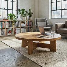 Load image into Gallery viewer, Royal Luxury Handmade Teakwood Round Coffee Table – Japandi Rustic Living Room Furniture
