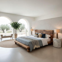 Load image into Gallery viewer, Luxury Teak Wood Bed Frame, Custom Live Edge Platform Bed , Customization Available
