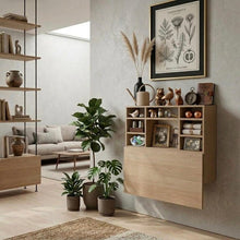 Load image into Gallery viewer, Wall Mounted Folding Table with Shelves, Space Saving Drop Leaf Desk, Convertible Dining Table, Small Space Furniture, Murphy Table
